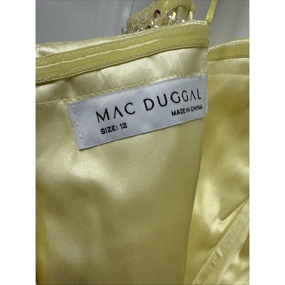 Mac Duggal Size 12 Yellow 68096 Beaded Strapless Ruffle High Low Gown Dress New - Picture 12 of 12